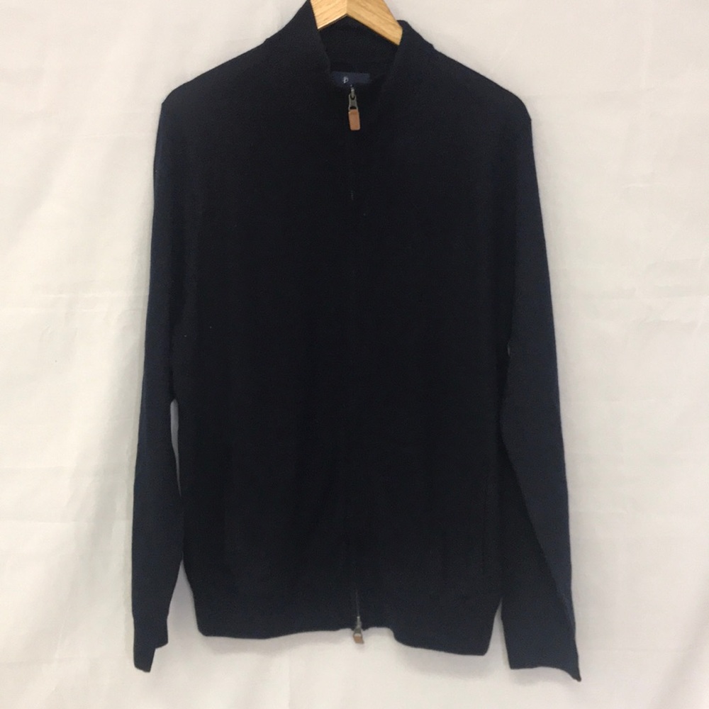 NWT Men's Italian Merino Wool Zip Down Sweater E4